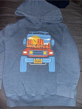 jumping beans Gray Hoodie with Blue and Orange Jeep Graphic
